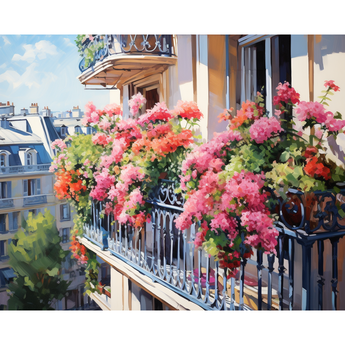 Blommande balkong
