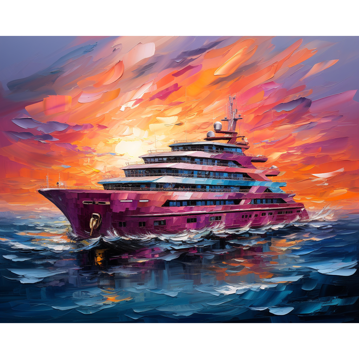 Lyxig yacht i lila
