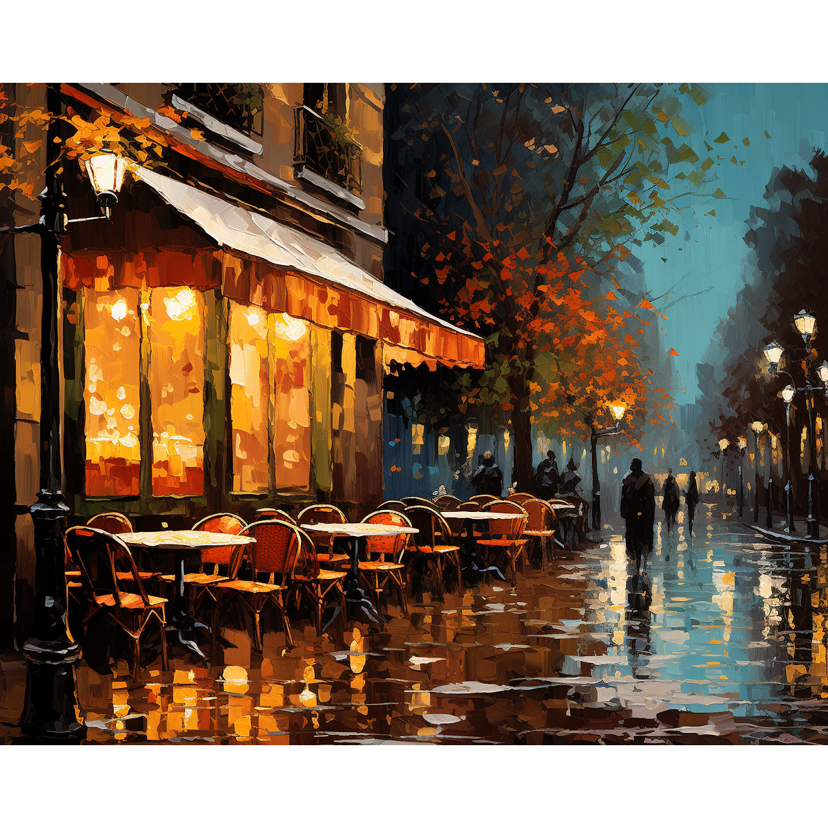 Regniga reflektioner Ett parisiskt kafé