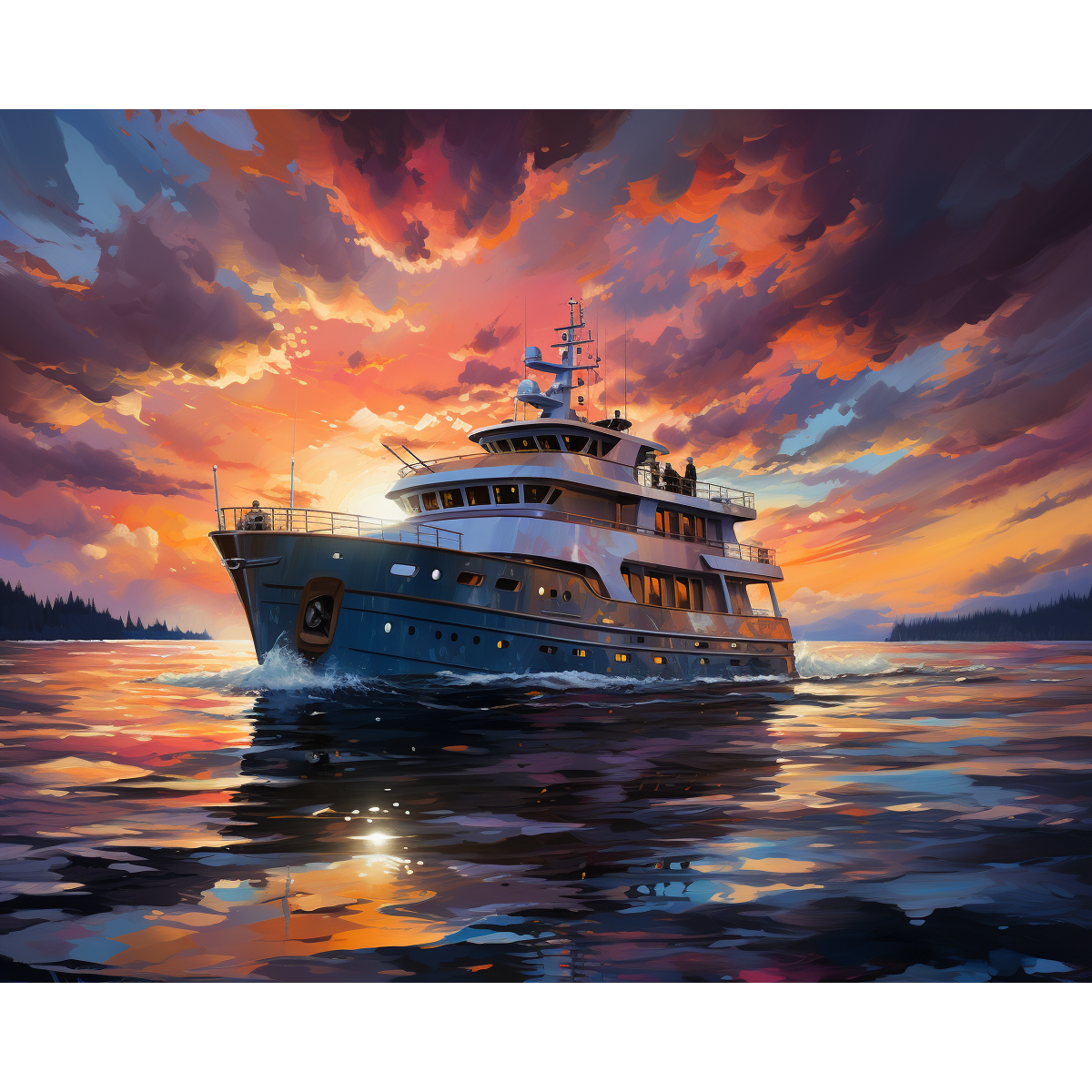 Solnedgångens glittrande yacht