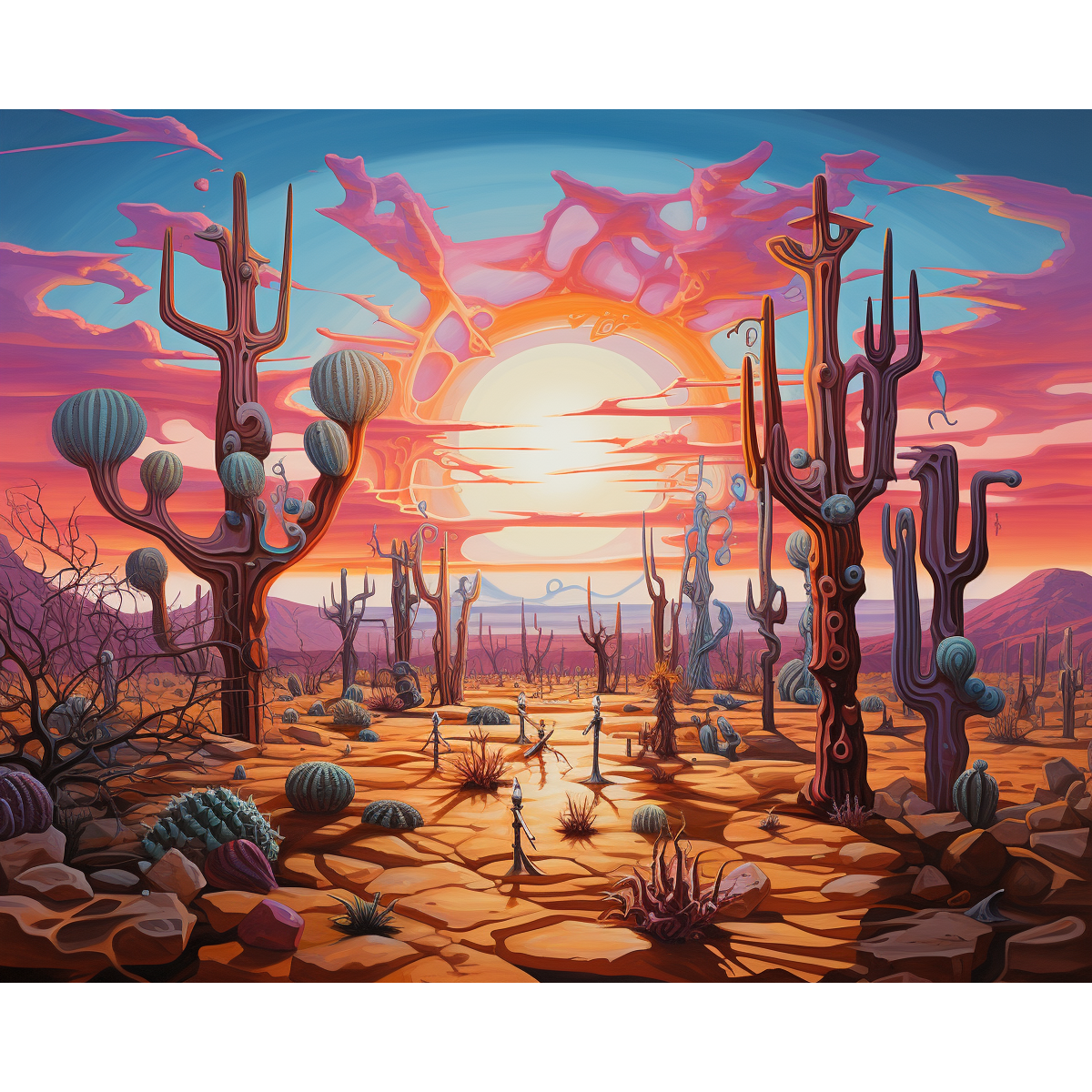 Trippy kaktus solnedgång